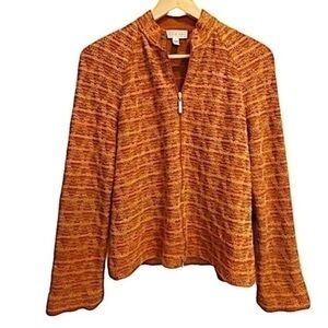 St. John Geometric Knit Jacket Orange Size Small P